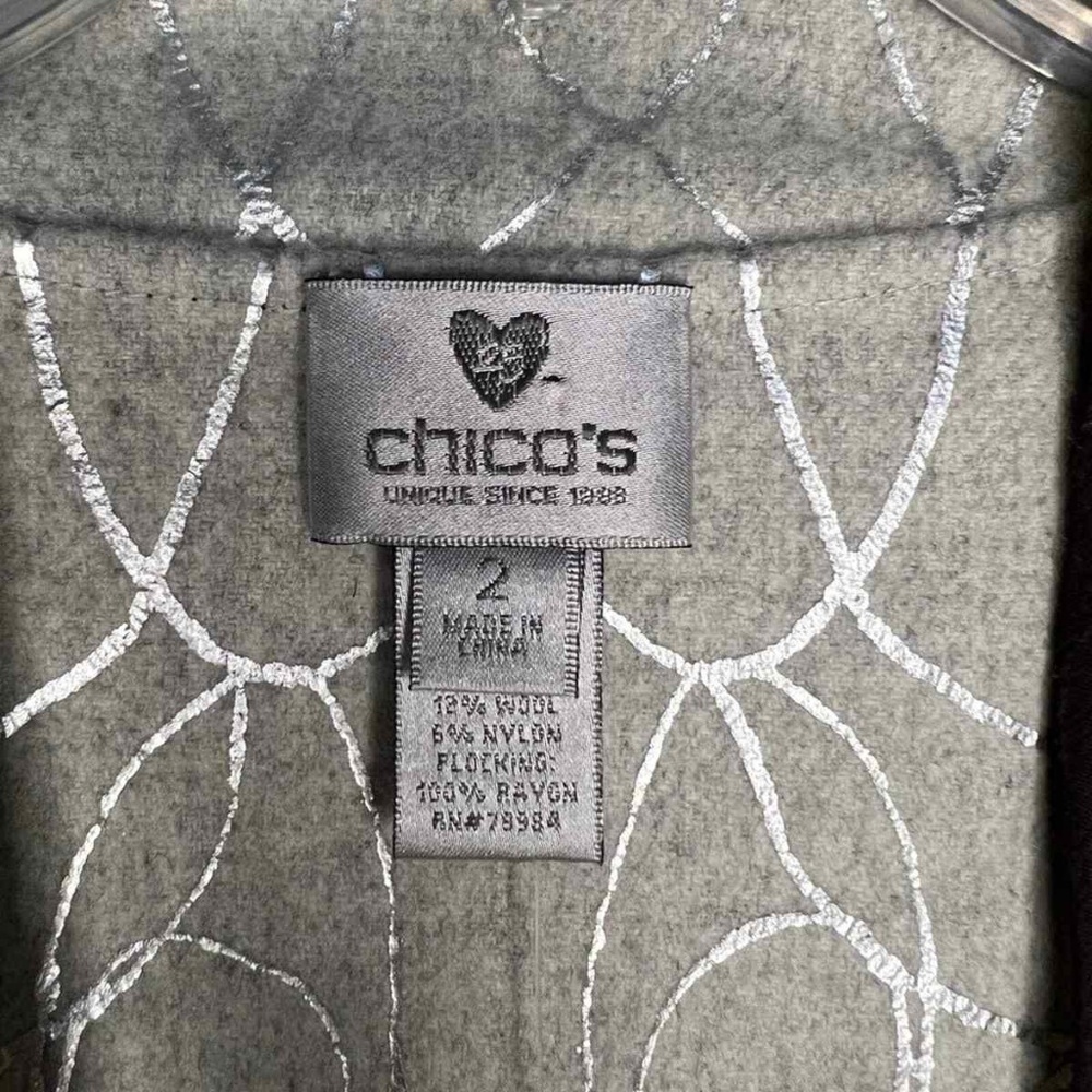 Jacket Swing Grey Silver Script Cascade Reversebl… - image 4